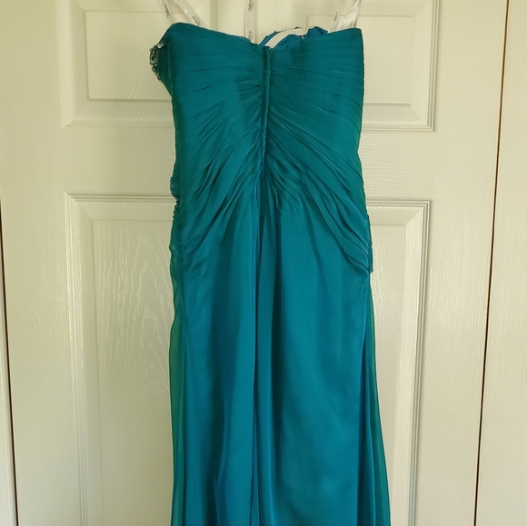 Strapless Sweatheart Gown Tiffany Designs Dress Size 4 Turquoise Teal - Picture 8 of 12